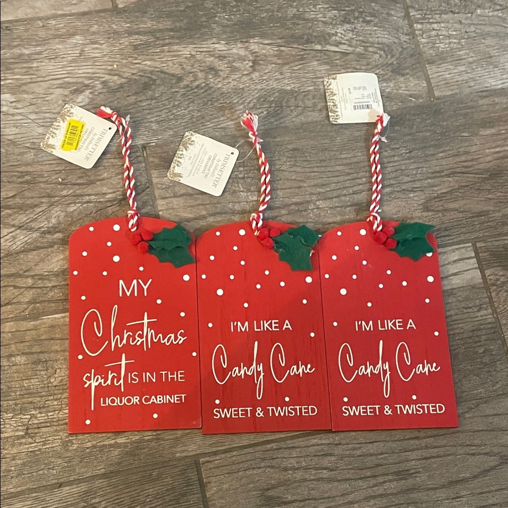 Red Christmas Ornament Set with Holly Accents